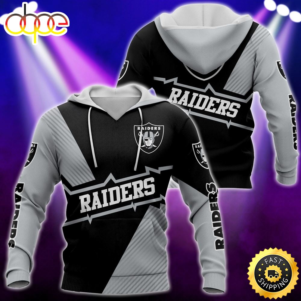Oakland Raiders Nfl All-Over Print Hoodie T-Shirt Zip Hooded Sweatshirt