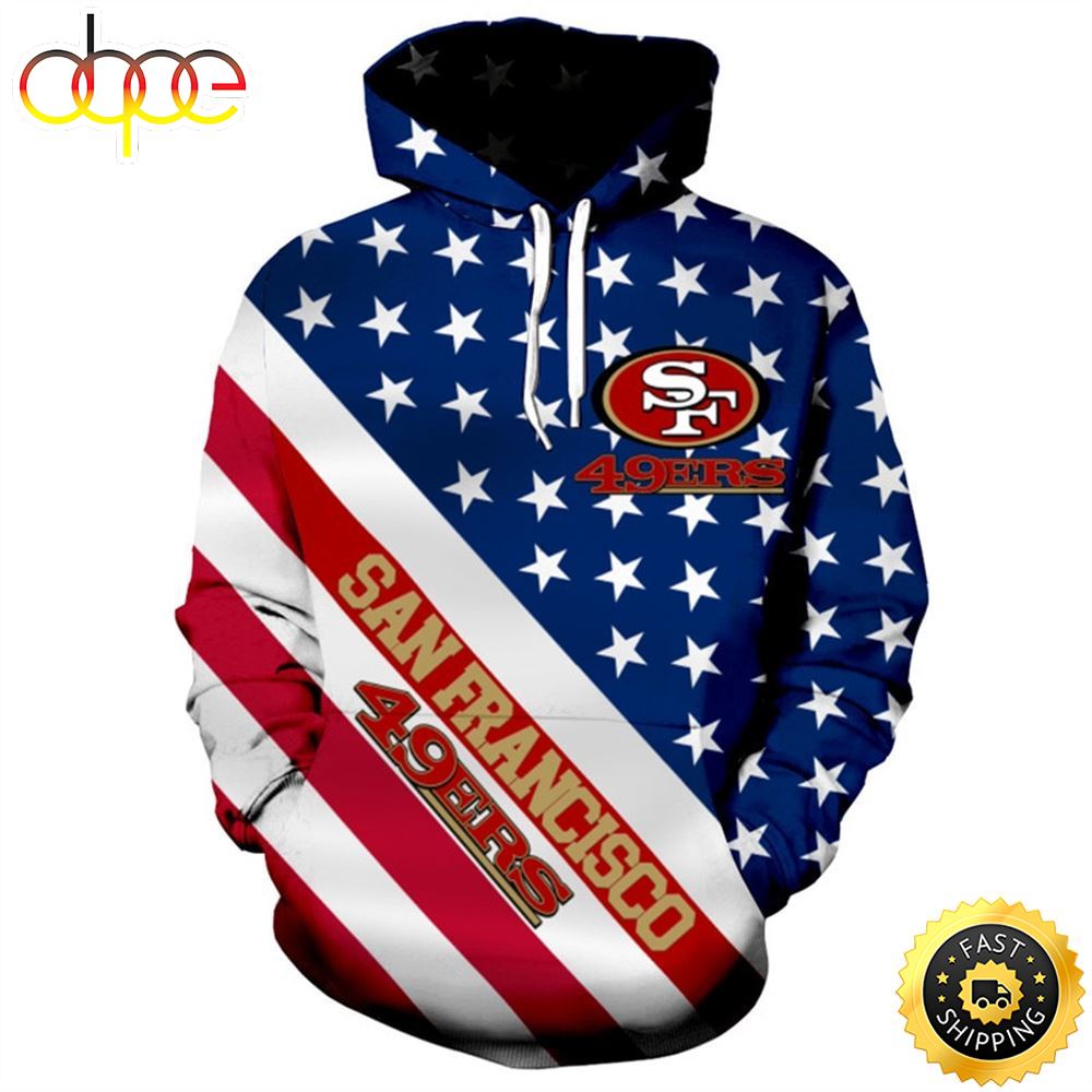 Officially Licensed N.F.L.San Francisco 49ers Stars &amp; Stripes Pullover Hoodies