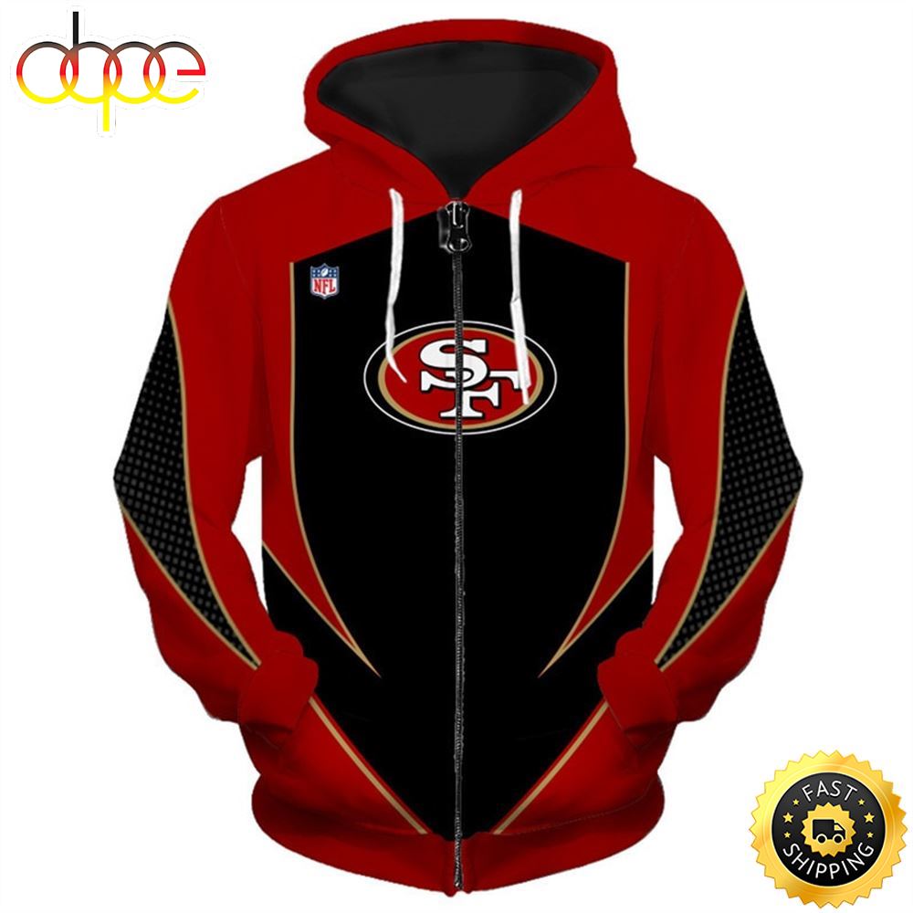 Officially Licensed N.F.L.San Francisco 49ers Team Zippered Hoodies
