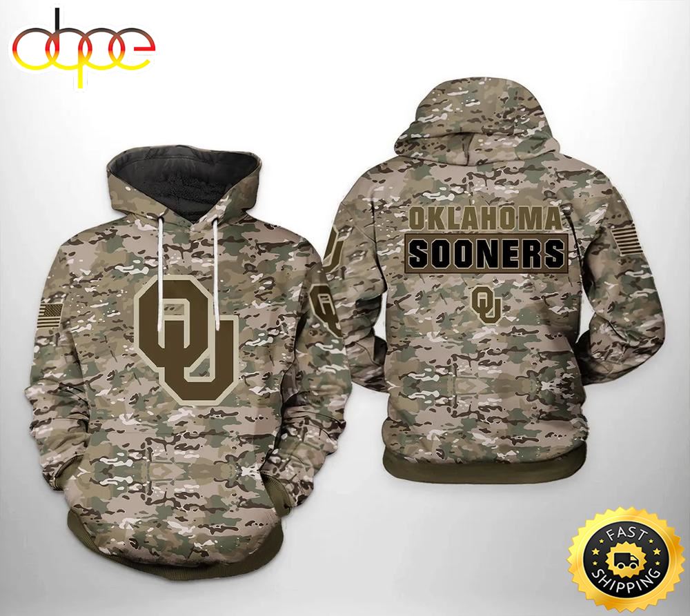 Oklahoma Sooners Camo Veteran 3D Hoodie Oklahoma Sooners Fans Gift