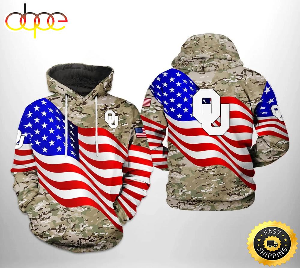 Oklahoma Sooners Flag American Camo Veteran 3D Hoodie Oklahoma Sooners Gifts For Her