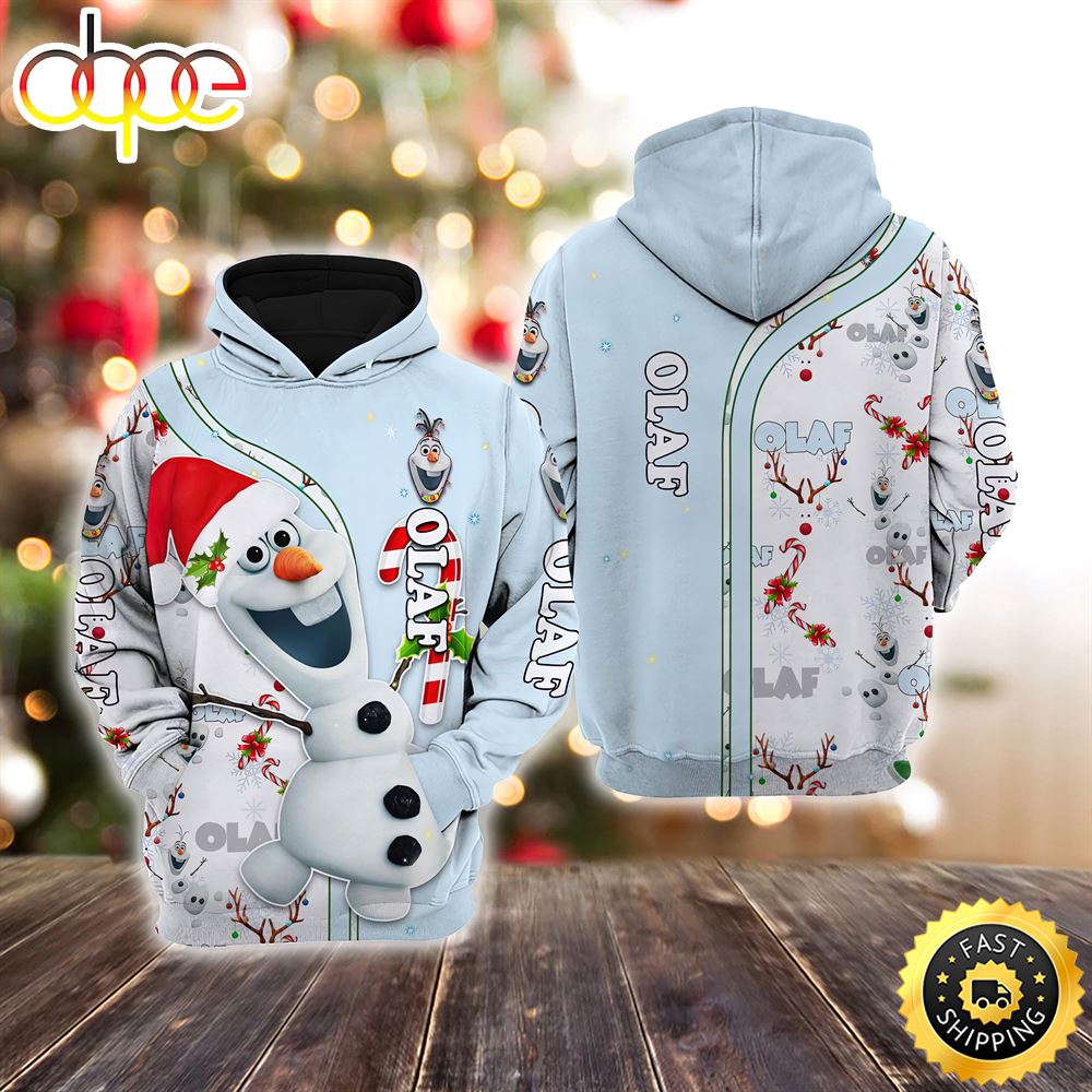 Olaf White Blue Christmas Disney Christmas Hoodie All Over Print Shirts
