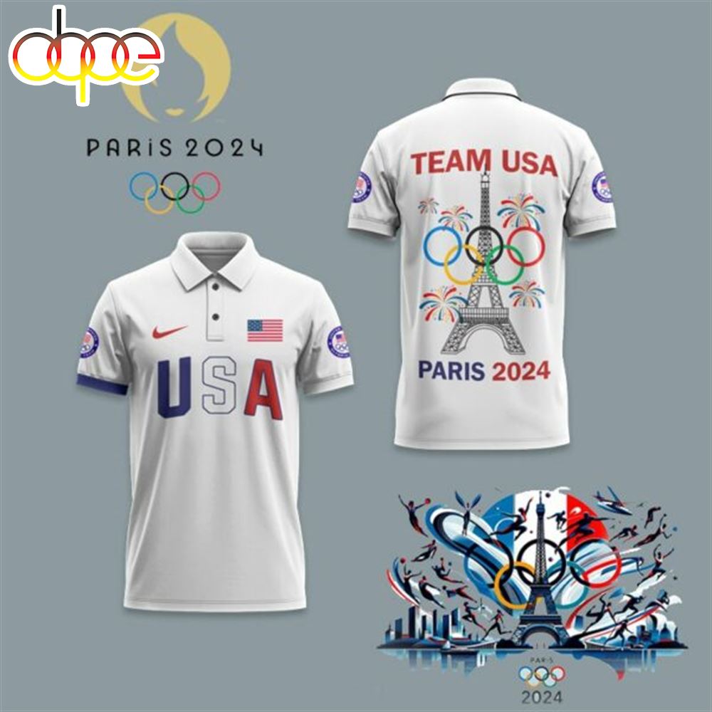 Olypic Paris 2024 Team USA Printed Men’s Polo Shirt