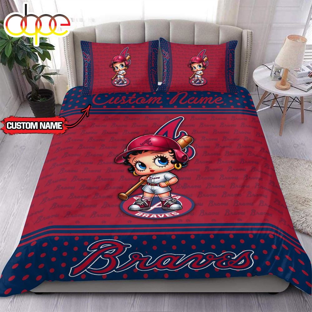 Personalized Name MLB Atlanta Braves Baseball Bedding Set