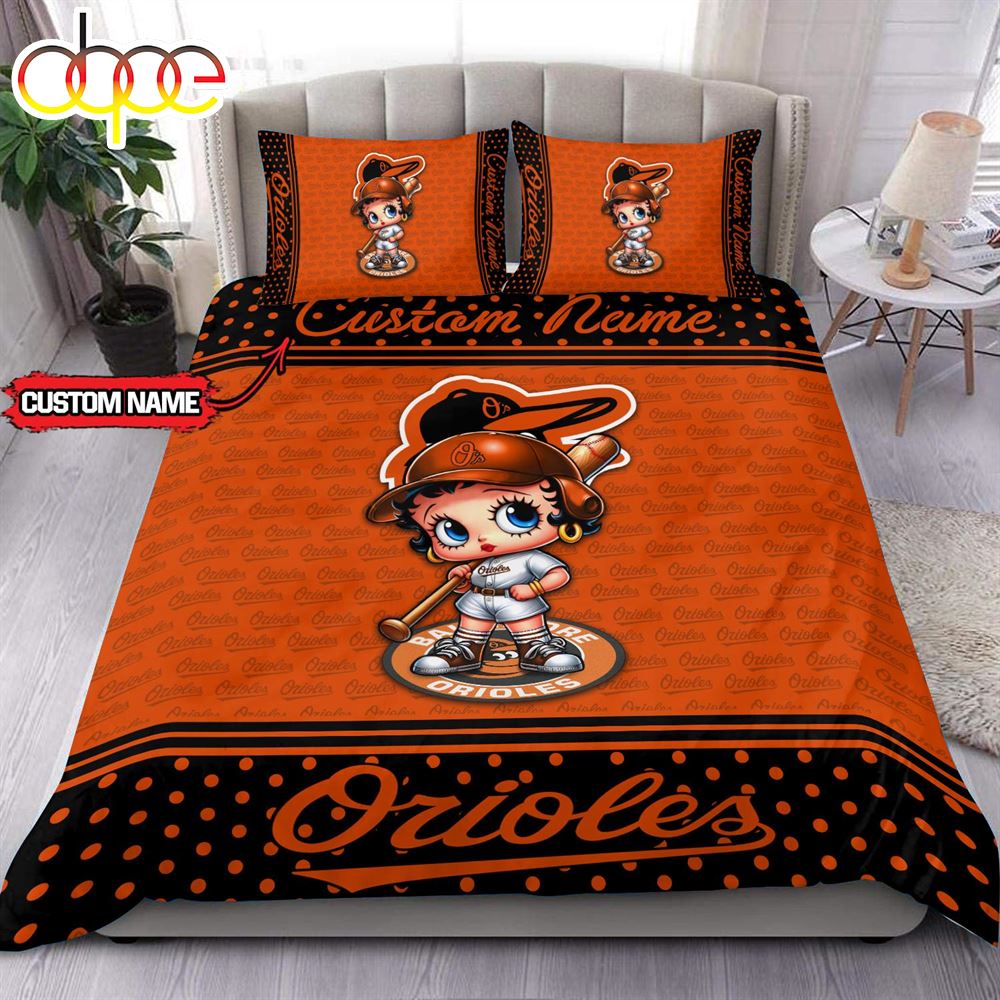 Personalized Name MLB Baltimore Orioles Baseball Bedding Set
