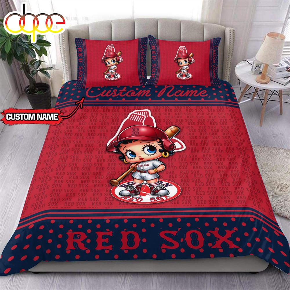 Personalized Name MLB Boston Red Sox Baseball Bedding Set