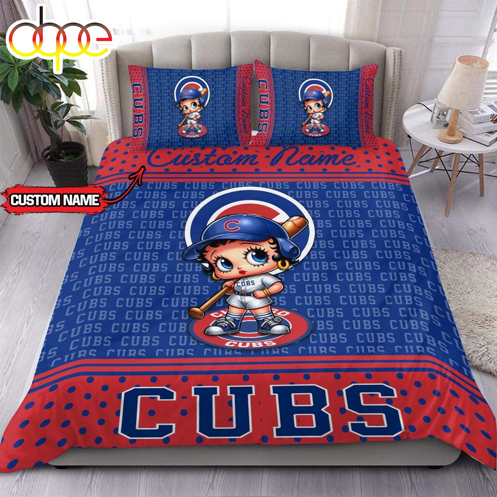 Personalized Name MLB Chicago Cubs Baseball Bedding Set