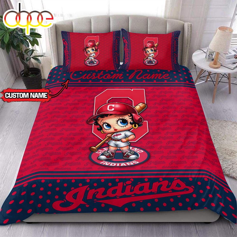 Personalized Name MLB Cleveland Indians Baseball Bedding Set