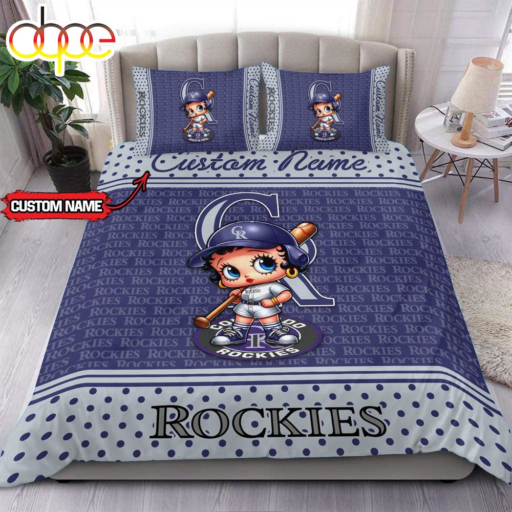 Personalized Name MLB Colorado Rockies Baseball Bedding Set