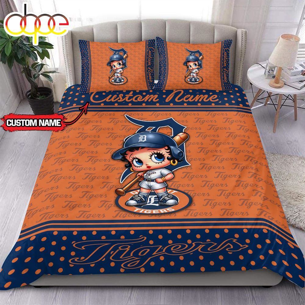 Personalized Name MLB Detroit Tigers Baseball Bedding Set