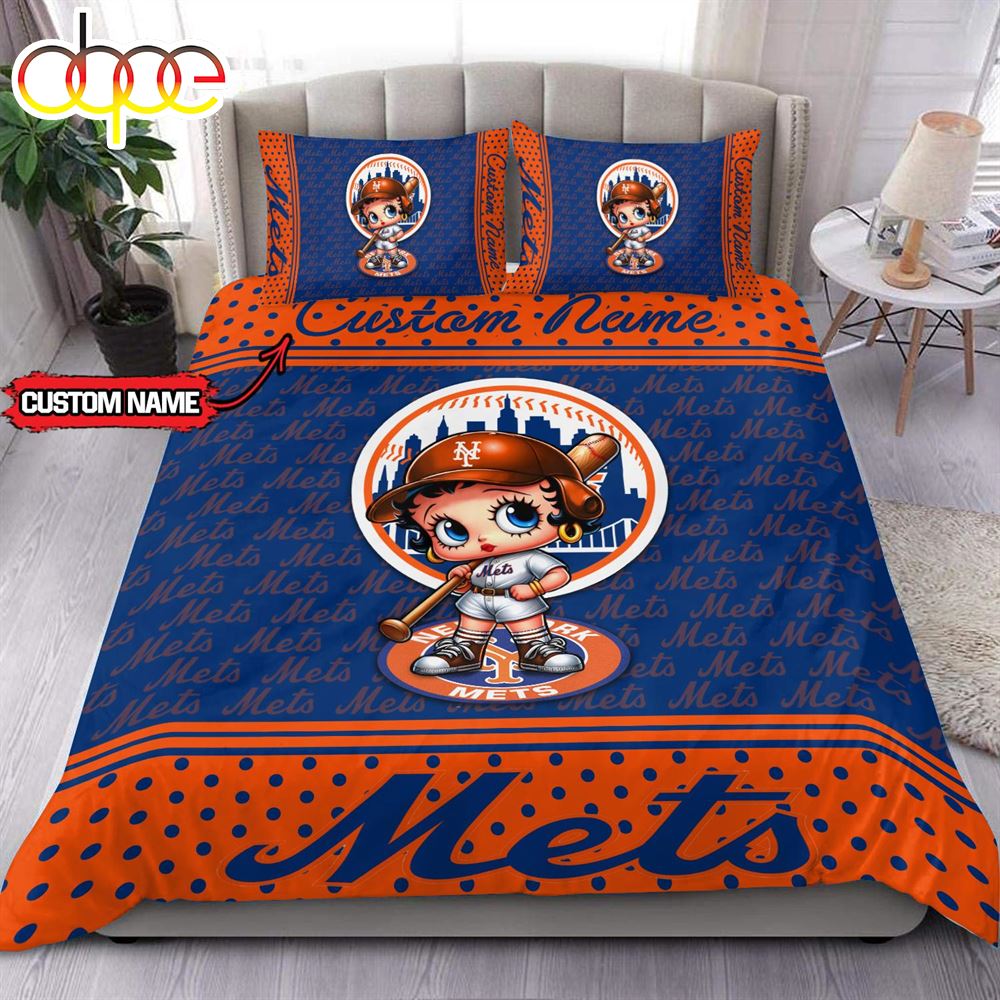 Personalized Name MLB New York Mets Baseball Bedding Set