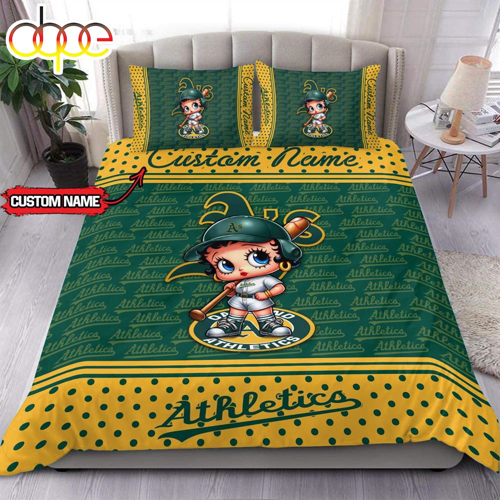 Personalized Name MLB Oakland Athletics Baseball Bedding Set