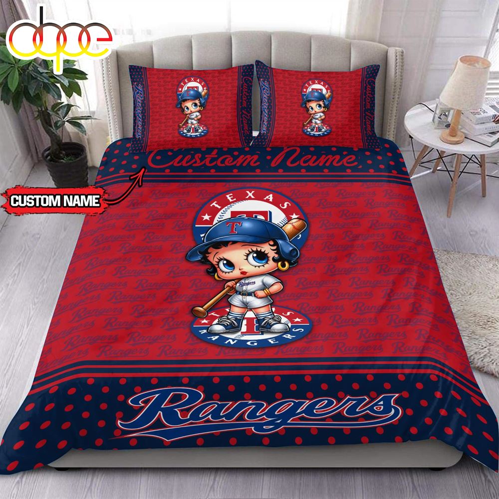 Personalized Name MLB Texas Rangers Baseball Bedding Set