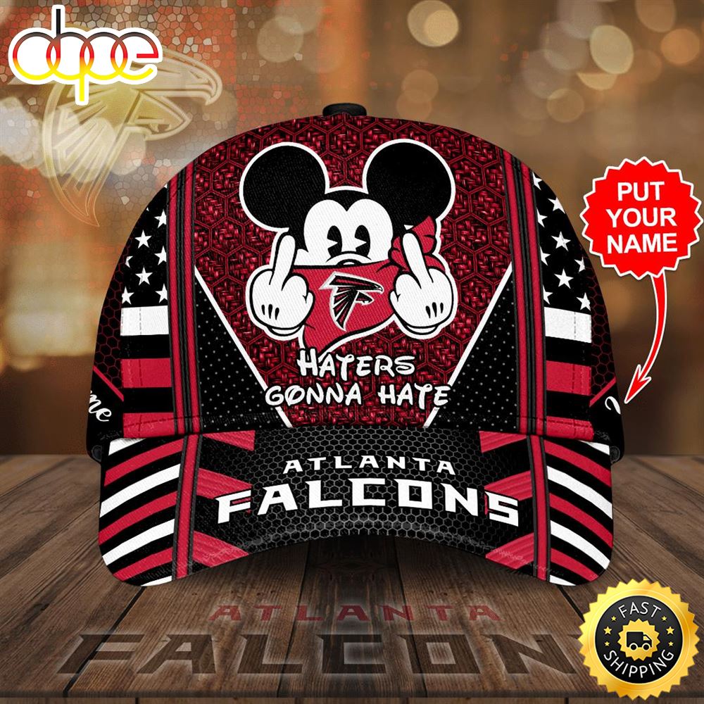 Personalized Atlanta Falcons Mickey Mouse Haters Gonna Hate All Over Print 3D Baseball Cap