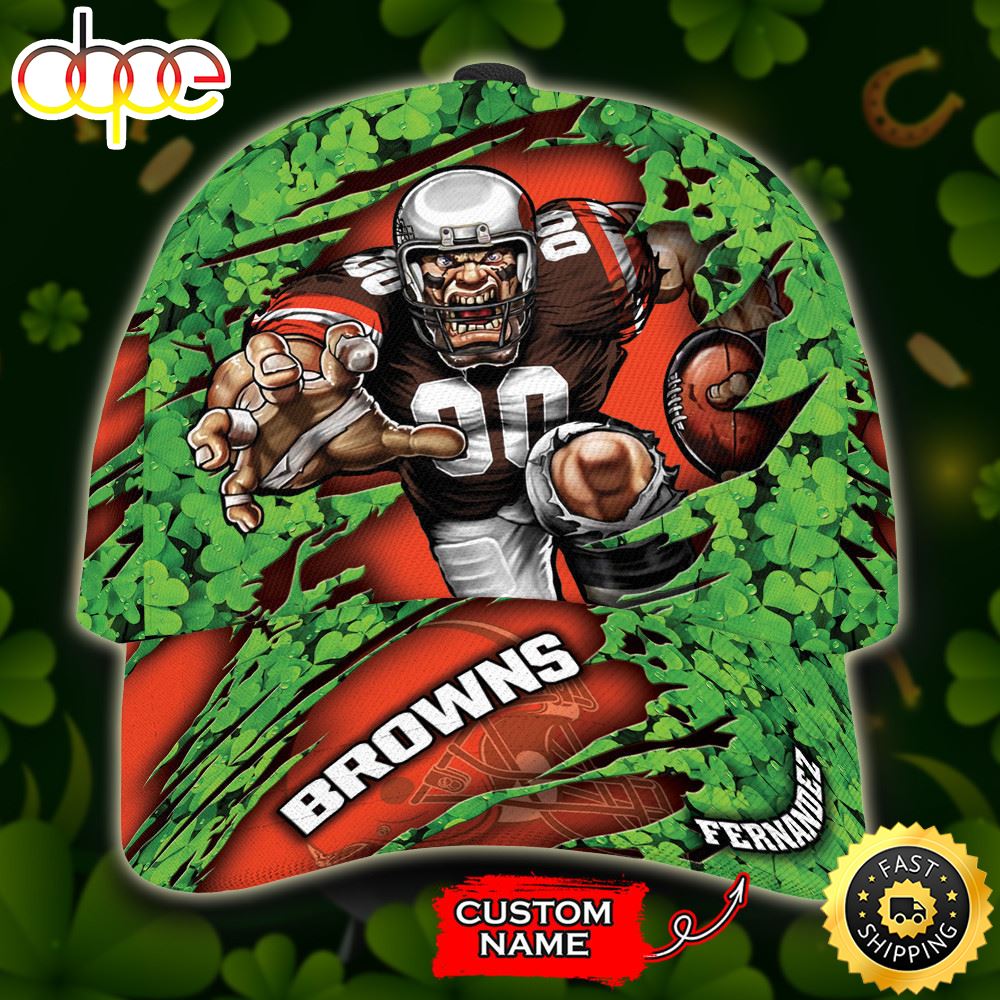 Personalized Cleveland Browns St Patrick's Day Mascot All Over Print 3D Classic Cap-TPH