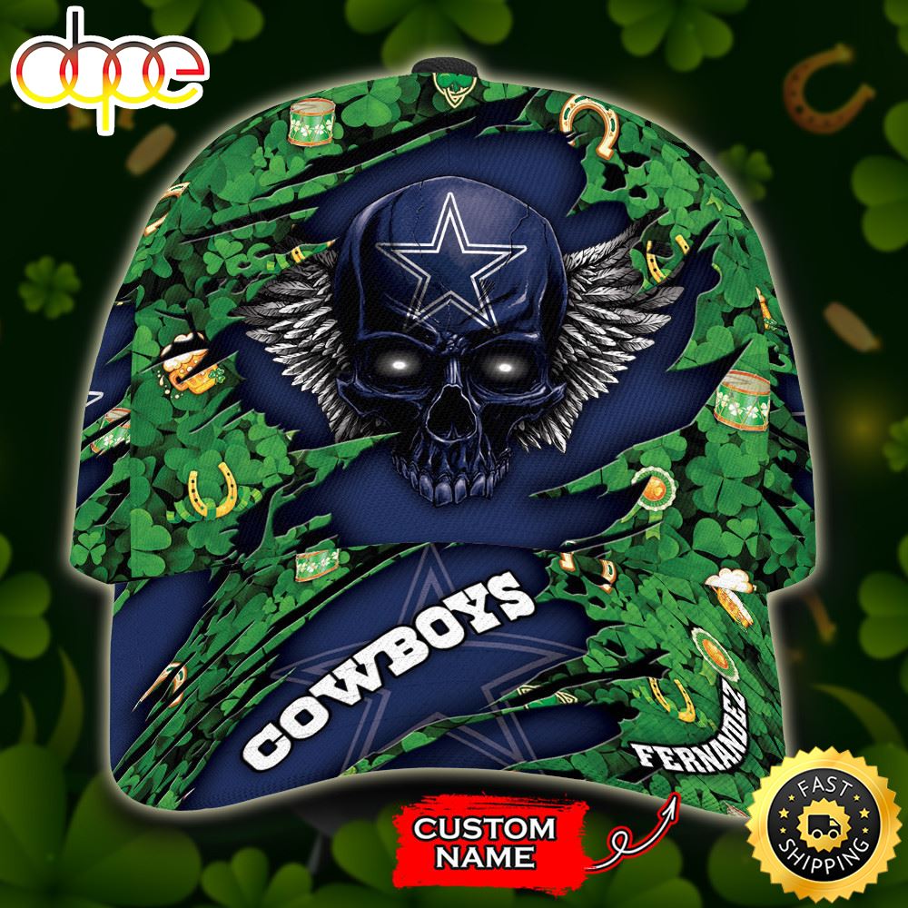 Personalized Dallas Cowboys St Patrick's Day Skull All Over Print 3D Classic Cap-TPH