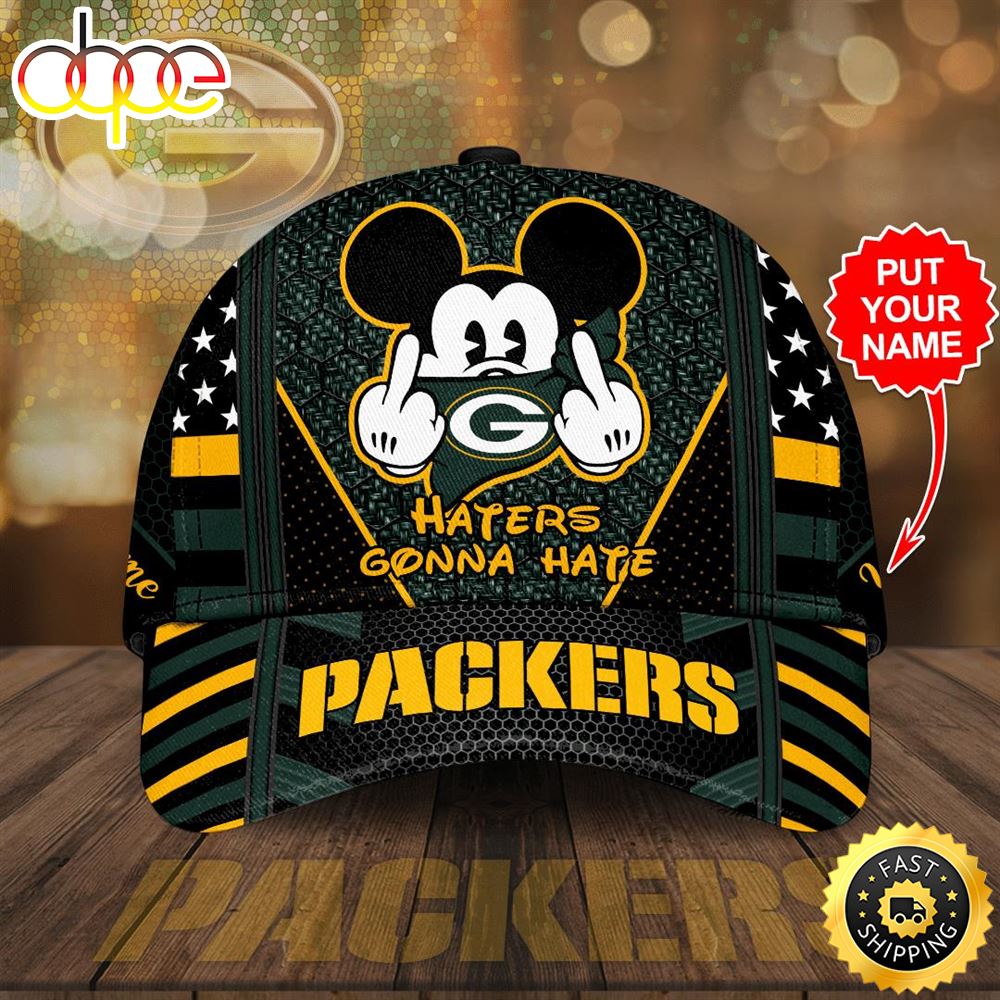 Personalized Green Bay Packers Mickey Mouse Haters Gonna Hate All Over Print 3D Baseball Cap