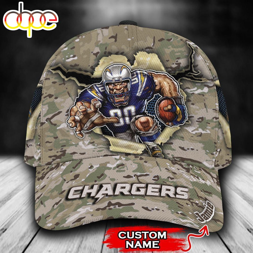 Personalized Los Angeles Chargers Camo Mascot All Over Print 3D Classic Cap