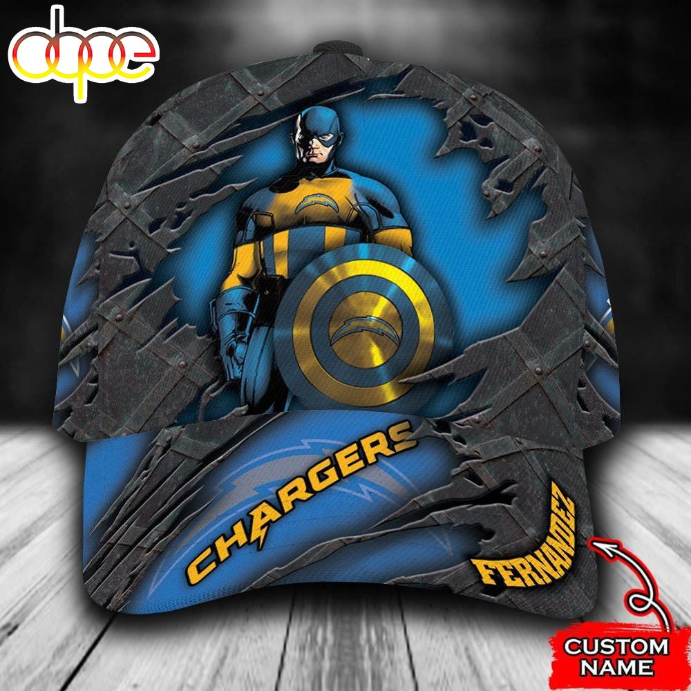 Personalized Los Angeles Chargers Captain America Marvel All Over Print 3D Baseball Cap