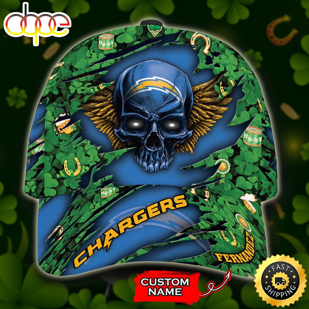 Personalized Los Angeles Chargers St Patrick's Day Skull All Over Print 3D Classic Cap-TPH