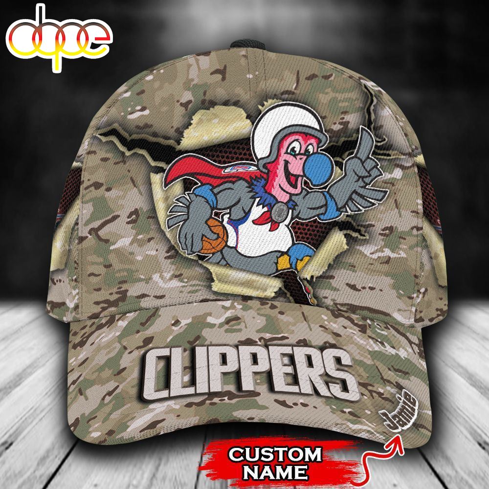 Personalized Los Angeles Clippers Camo Mascot NBA All Over Print 3D Classic Cap