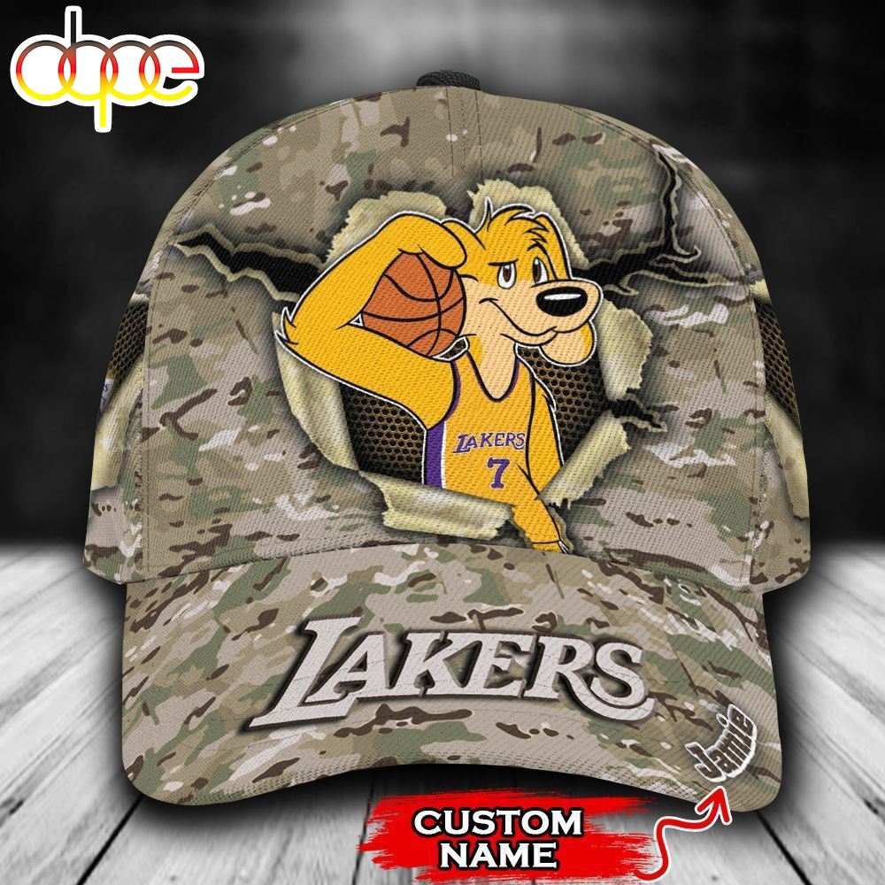 Personalized Los Angeles Lakers Camo Mascot NBA All Over Print 3D Classic Cap