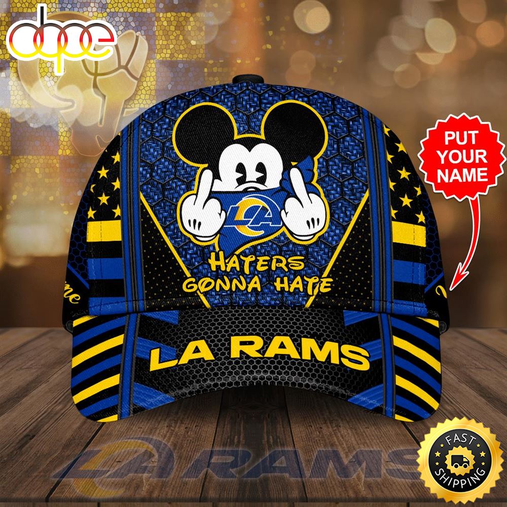 Personalized Los Angeles Rams Mickey Mouse Haters Gonna Hate All Over Print 3D Baseball Cap