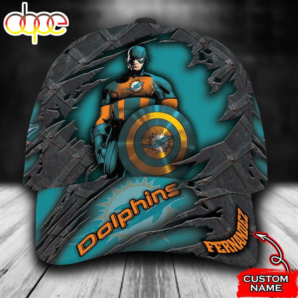 Personalized Miami Dolphins Captain America All Over Print 3D Classic Cap