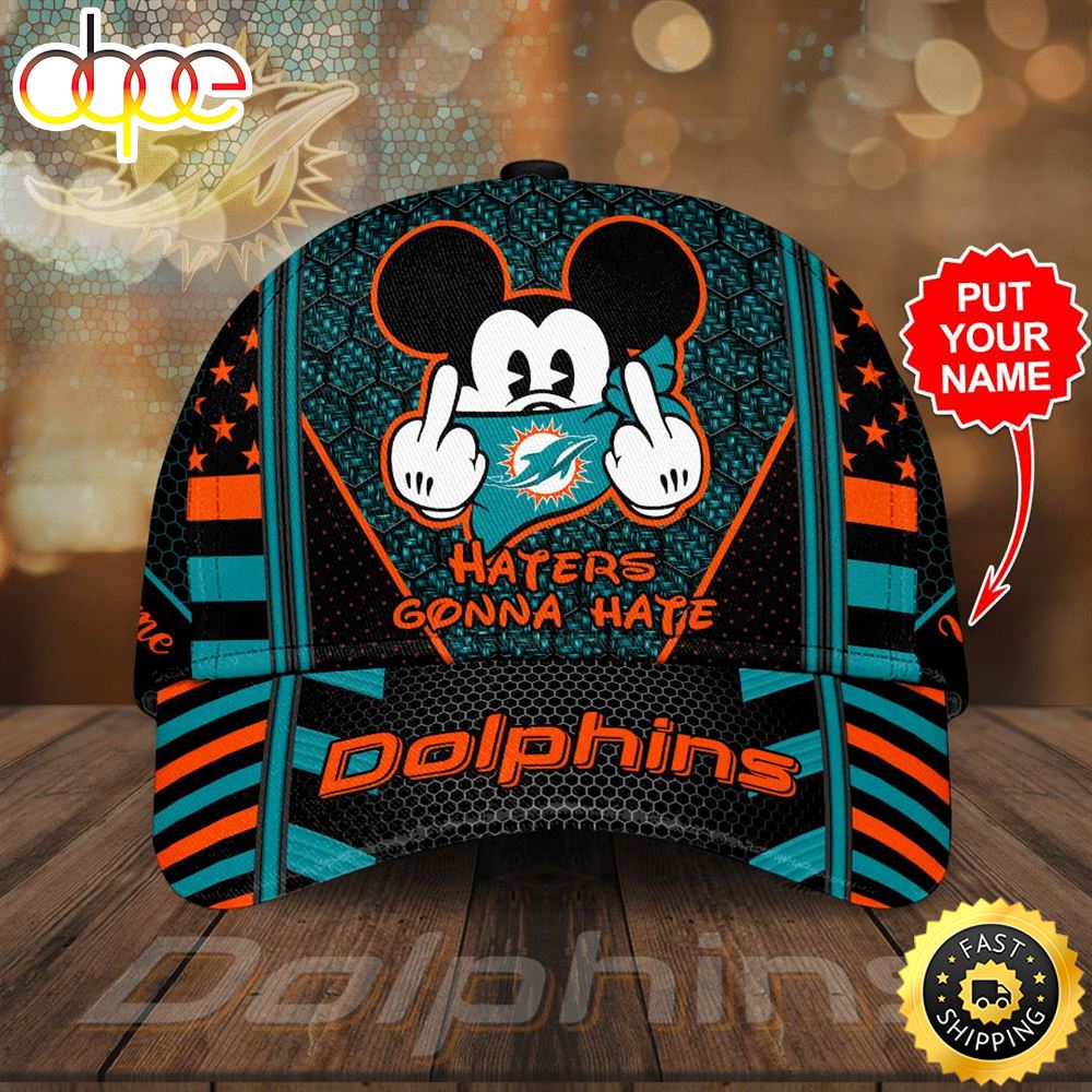 Personalized Miami Dolphins Mickey Mouse Haters Gonna Hate All Over Print 3D Baseball Cap