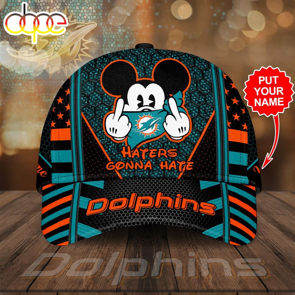 Personalized Miami Dolphins Mickey Mouse Haters Gonna Hate All Over Print 3D Baseball Cap