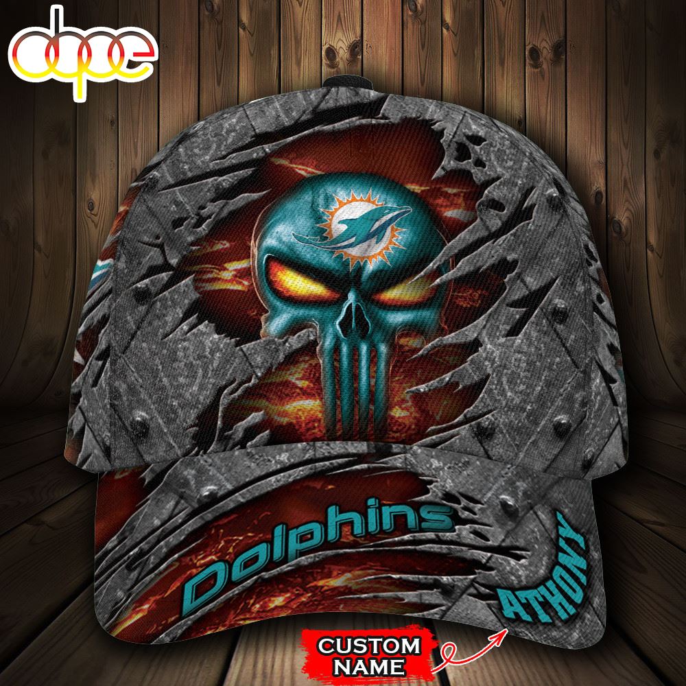 Personalized Miami Dolphins Skull All Over Print 3D Baseball Cap