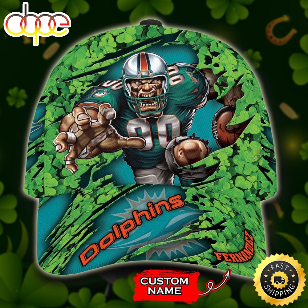 Personalized Miami Dolphins St Patrick's Day Mascot All Over Print 3D Classic Cap-TPh