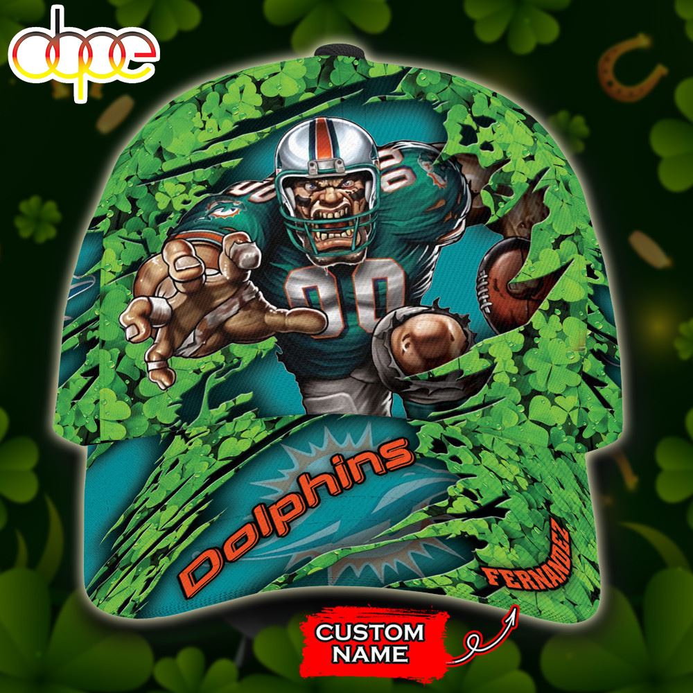 Personalized Miami Dolphins St Patrick's Day Mascot All Over Print 3D Classic Cap
