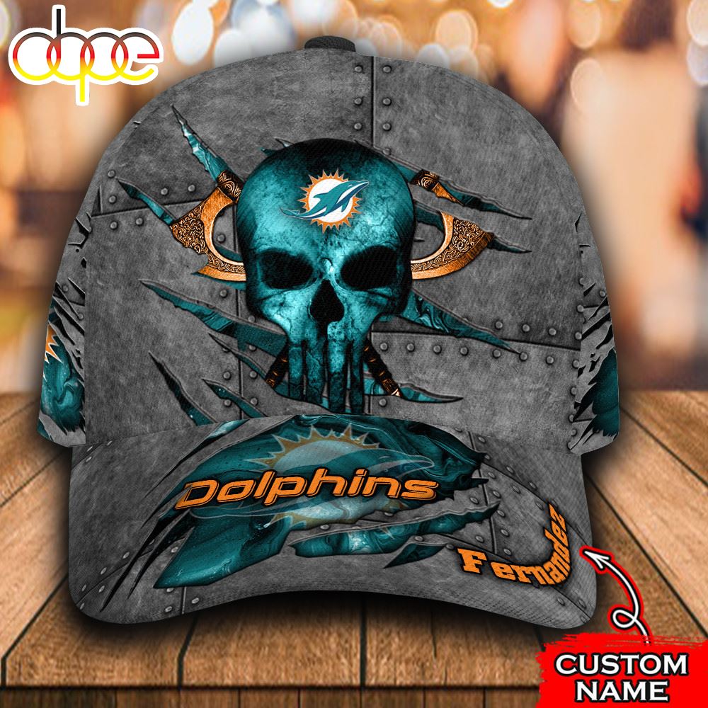 Personalized Miami Dolphins The Punisher Skull All Over Print 3D Classic Cap