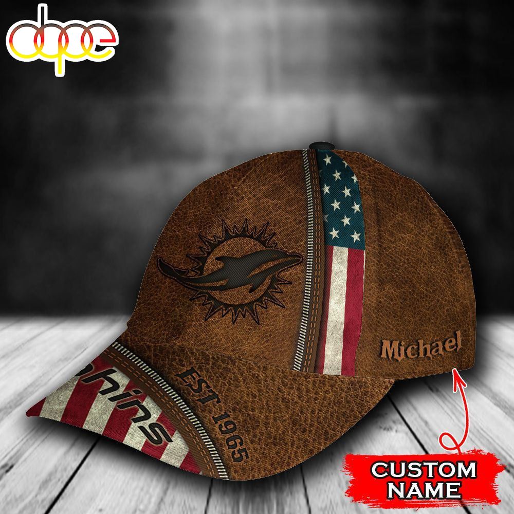 Personalized Miami Dolphins USA Flag Zip All Over Print 3D Classic Cap
