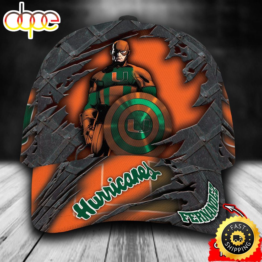 Personalized Miami Hurricanes Captain America All Over Print 3D Classic Cap
