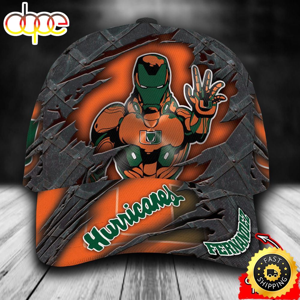 Personalized Miami Hurricanes Iron Man All Over Print 3D Classic Cap