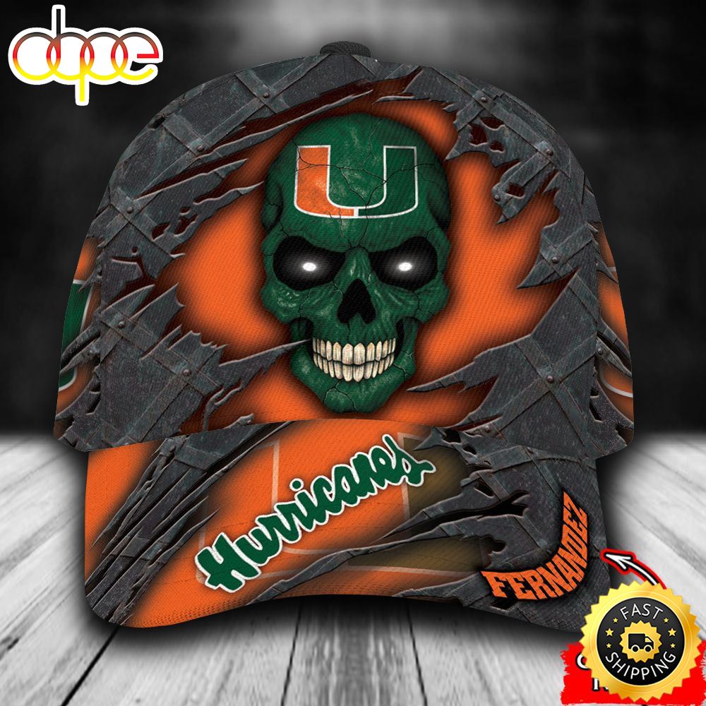 Personalized Miami Hurricanes Skull All Over Print 3D Classic Cap
