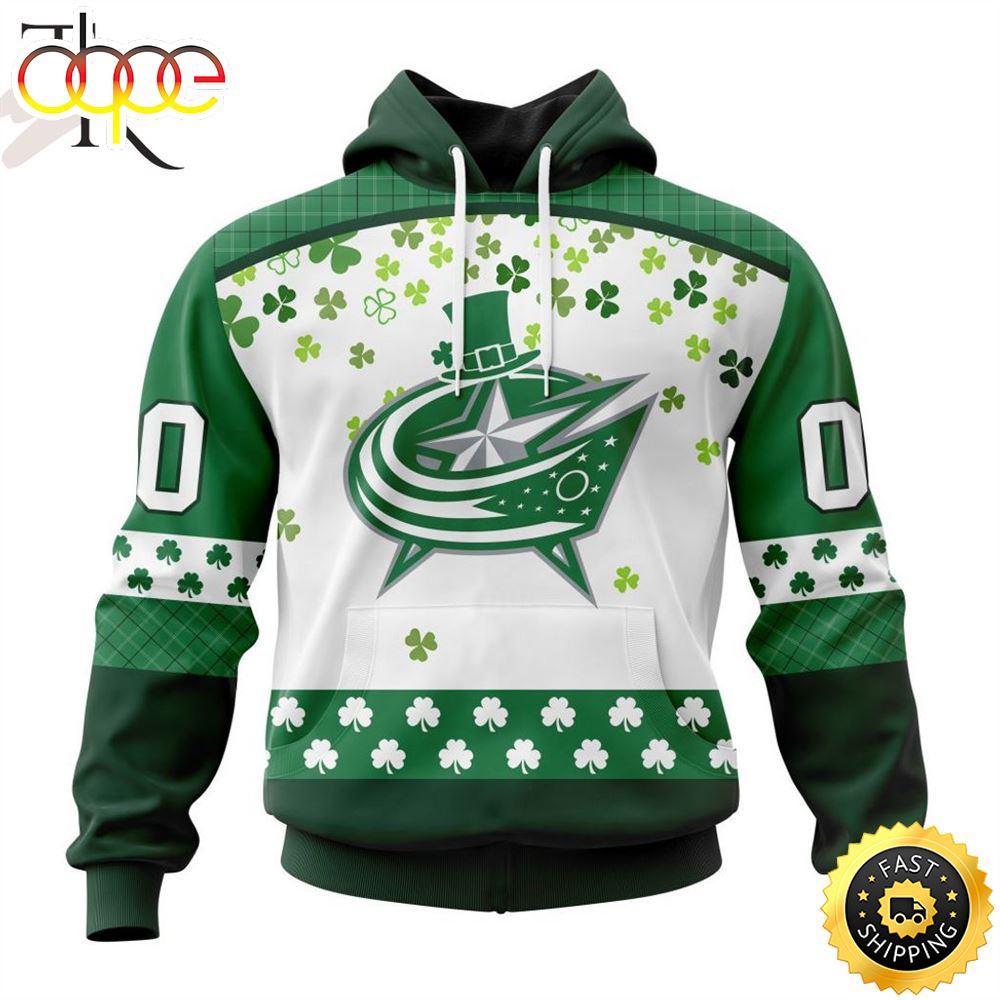 Personalized NHL Columbus Blue Jackets Special Design For St. Patrick Day Hoodie