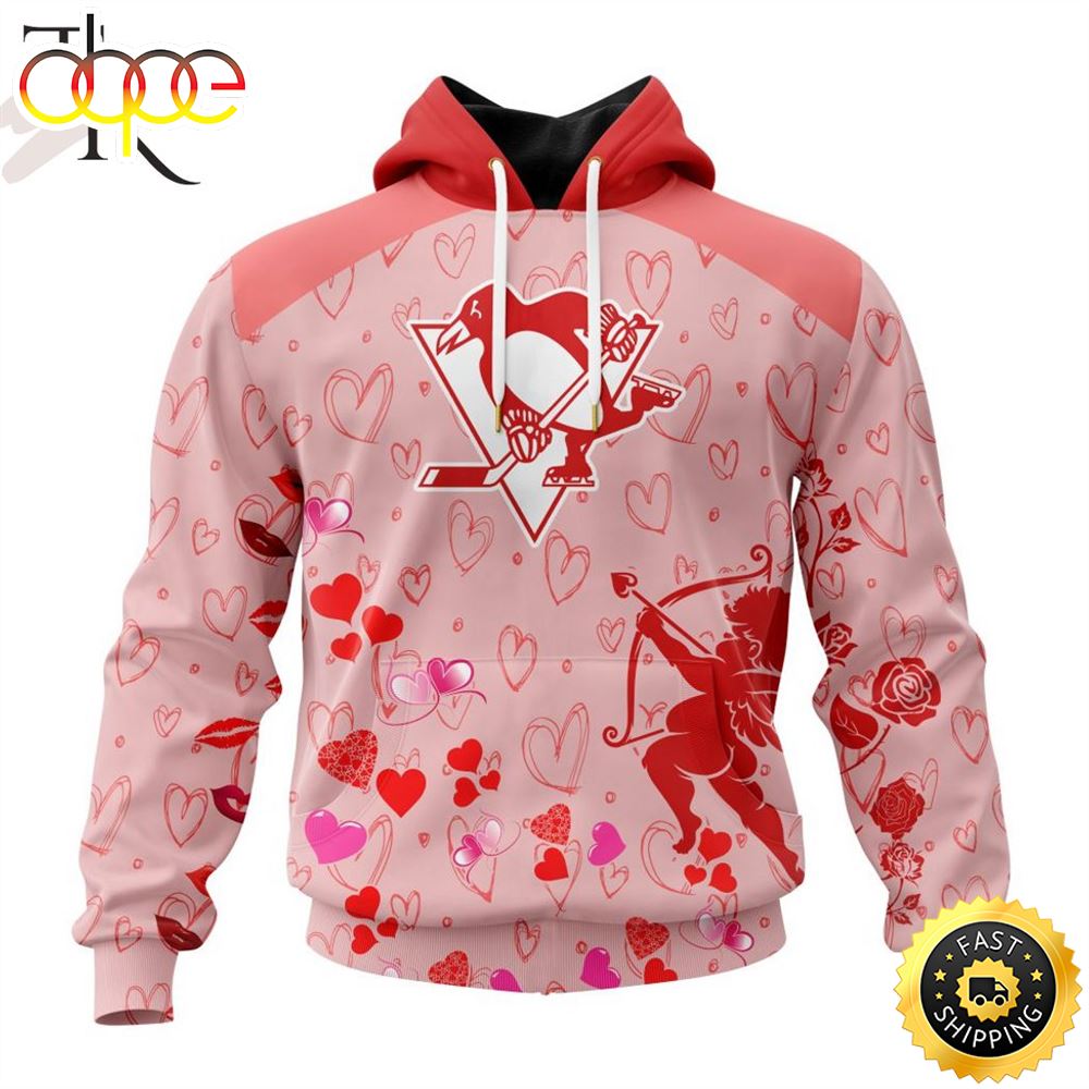 Personalized NHL Pittsburgh Penguins Special Design For Valentines Day Hoodie