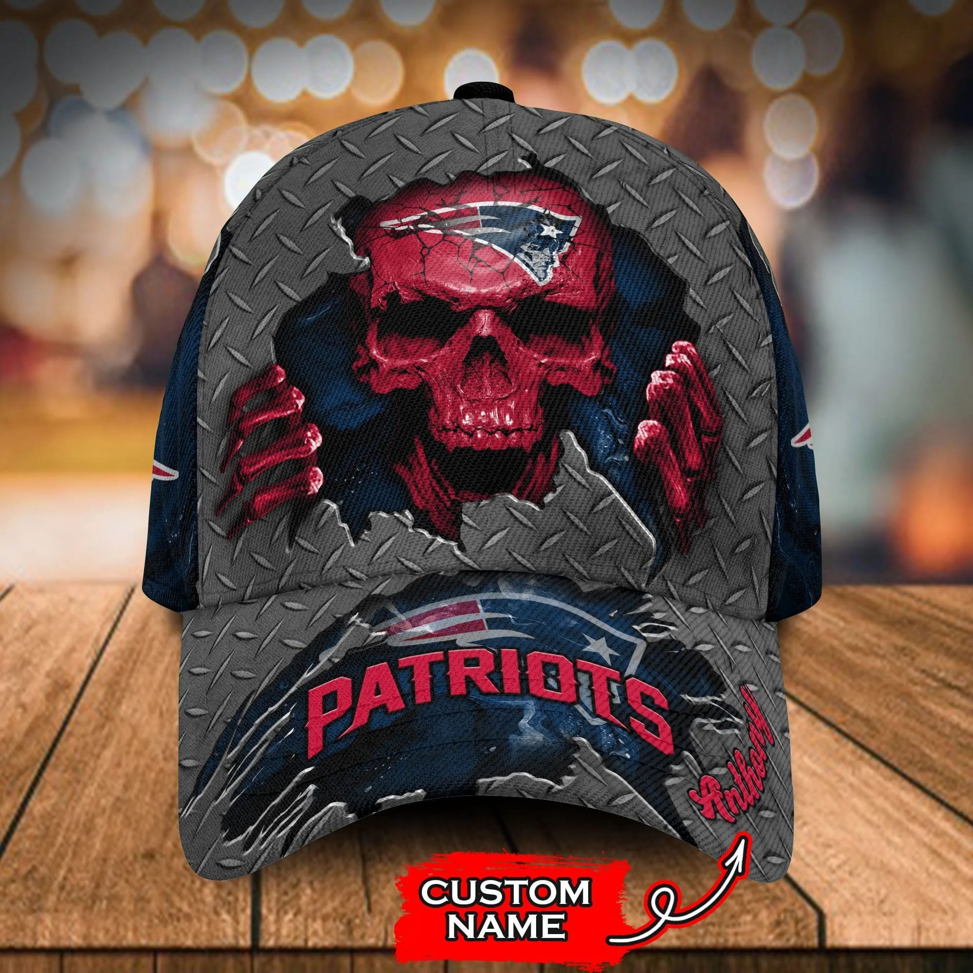 Personalized New England Patriots Skeleton All Over Print 3D Classic Cap