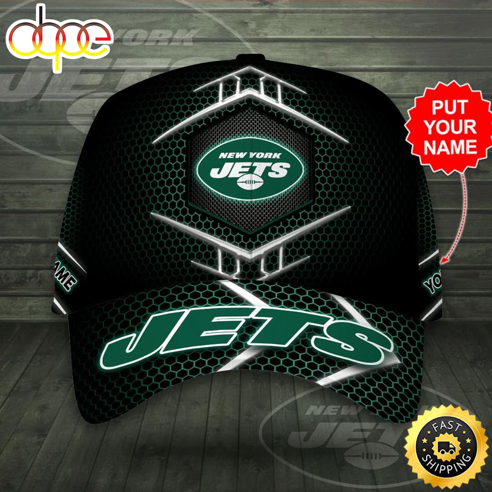 Personalized New York Jets Beehive Hexagon Pattern All Over Print 3D Baseball Cap