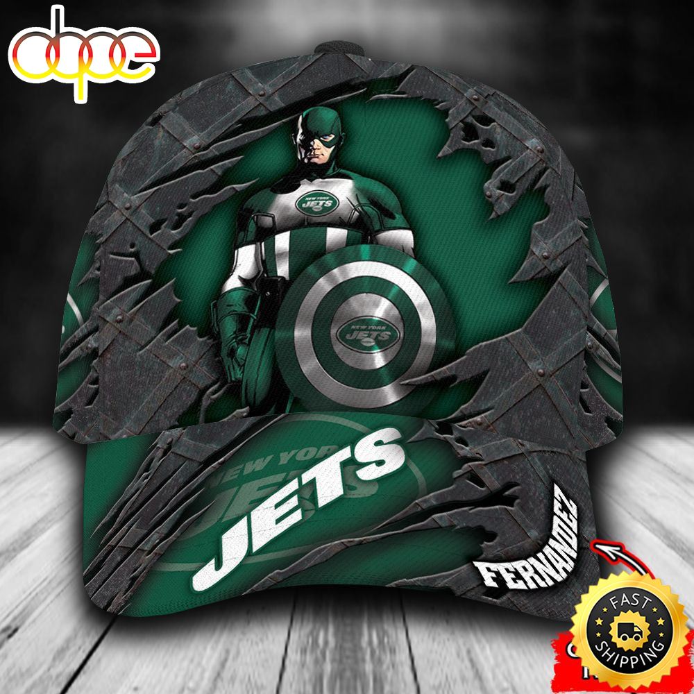Personalized New York Jets Captain America All Over Print 3D Classic Cap