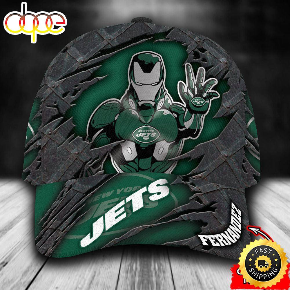 Personalized New York Jets Iron Man Marvel All Over Print 3D Baseball Cap