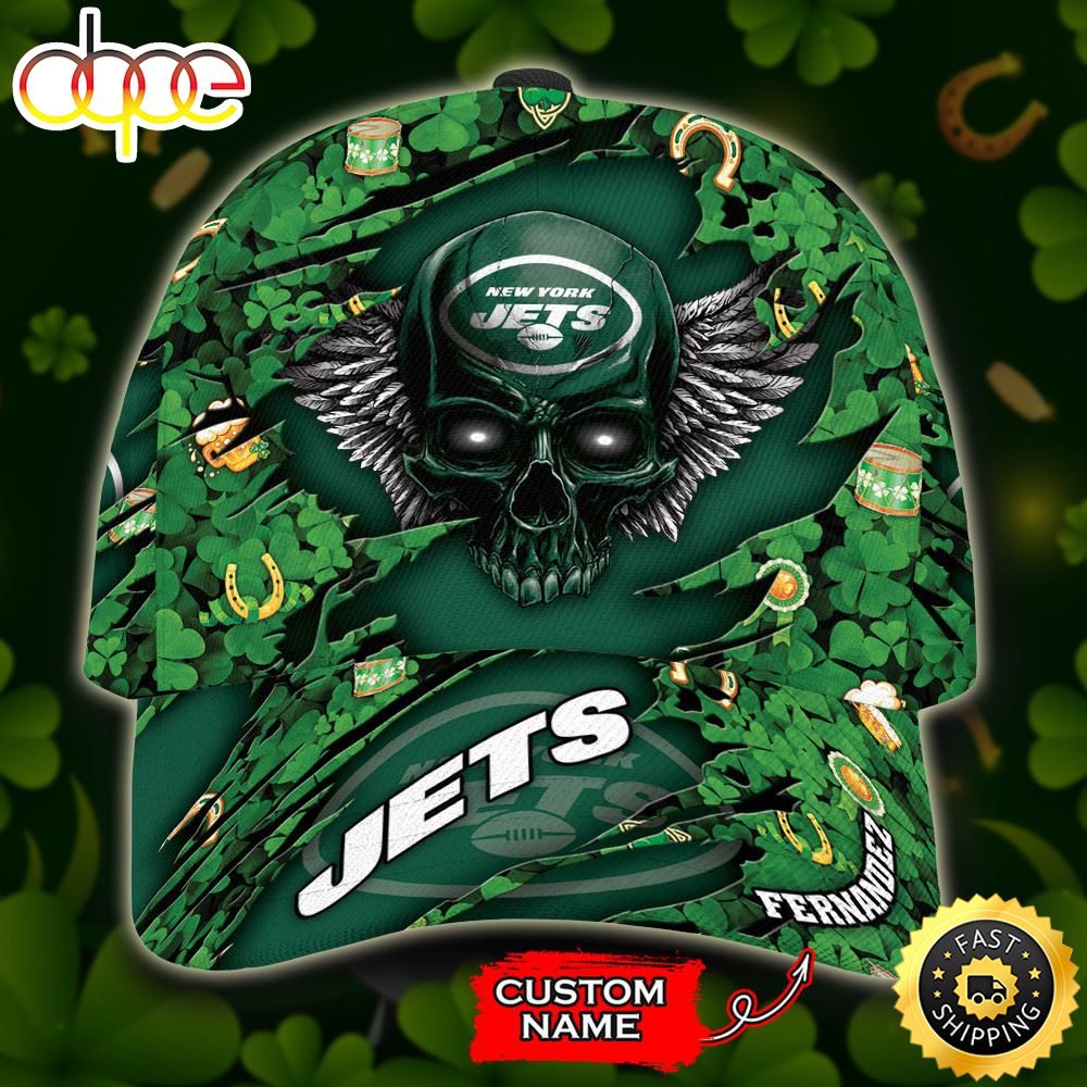 Personalized New York Jets St Patrick's Day Skull All Over Print 3D Classic Cap-TPH