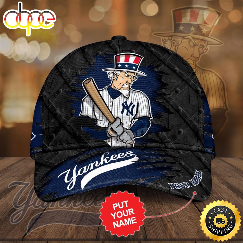 Personalized New York Yankees All Over Print 3D Trellis Baseball Cap