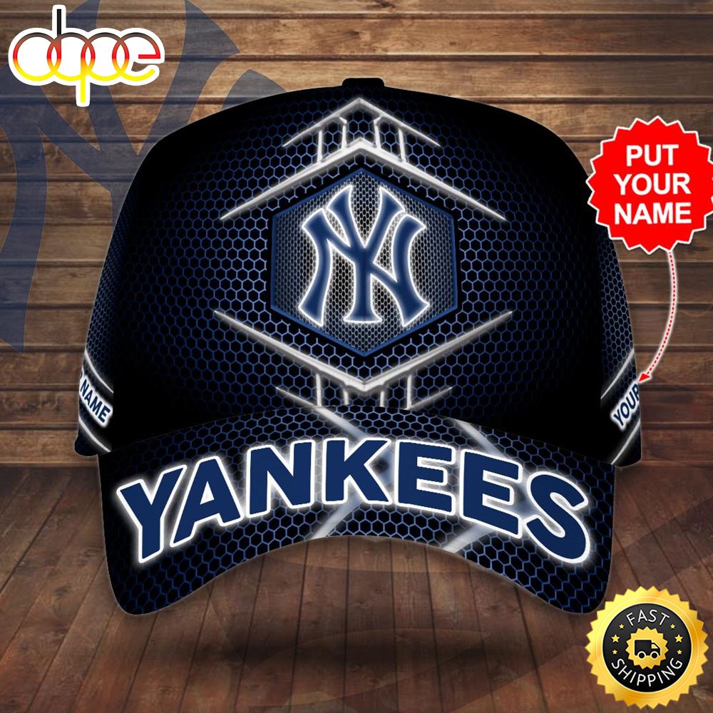 Personalized New York Yankees Beehive Hexagon Pattern All Over Print 3D Baseball Cap