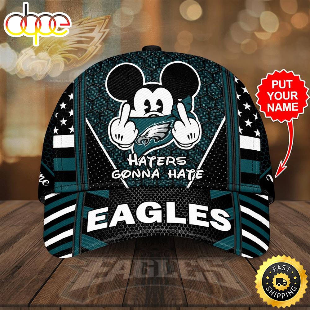 Personalized Philadelphia Eagles Mickey Mouse Haters Gonna Hate All Over Print 3D Baseball Cap