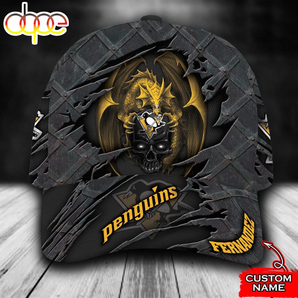 Personalized Pittsburgh Penguins Dragon Skull All Over Print 3D Baseball Cap