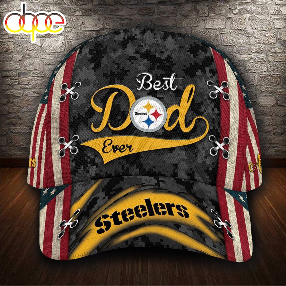 Personalized Pittsburgh Steelers Best Dad USA Flag All Over Print 3D Baseball Cap